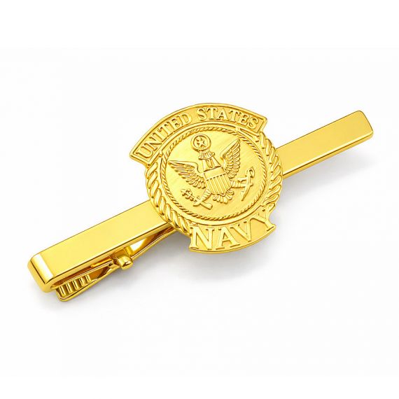 Gold United States Navy 3D military tie clip